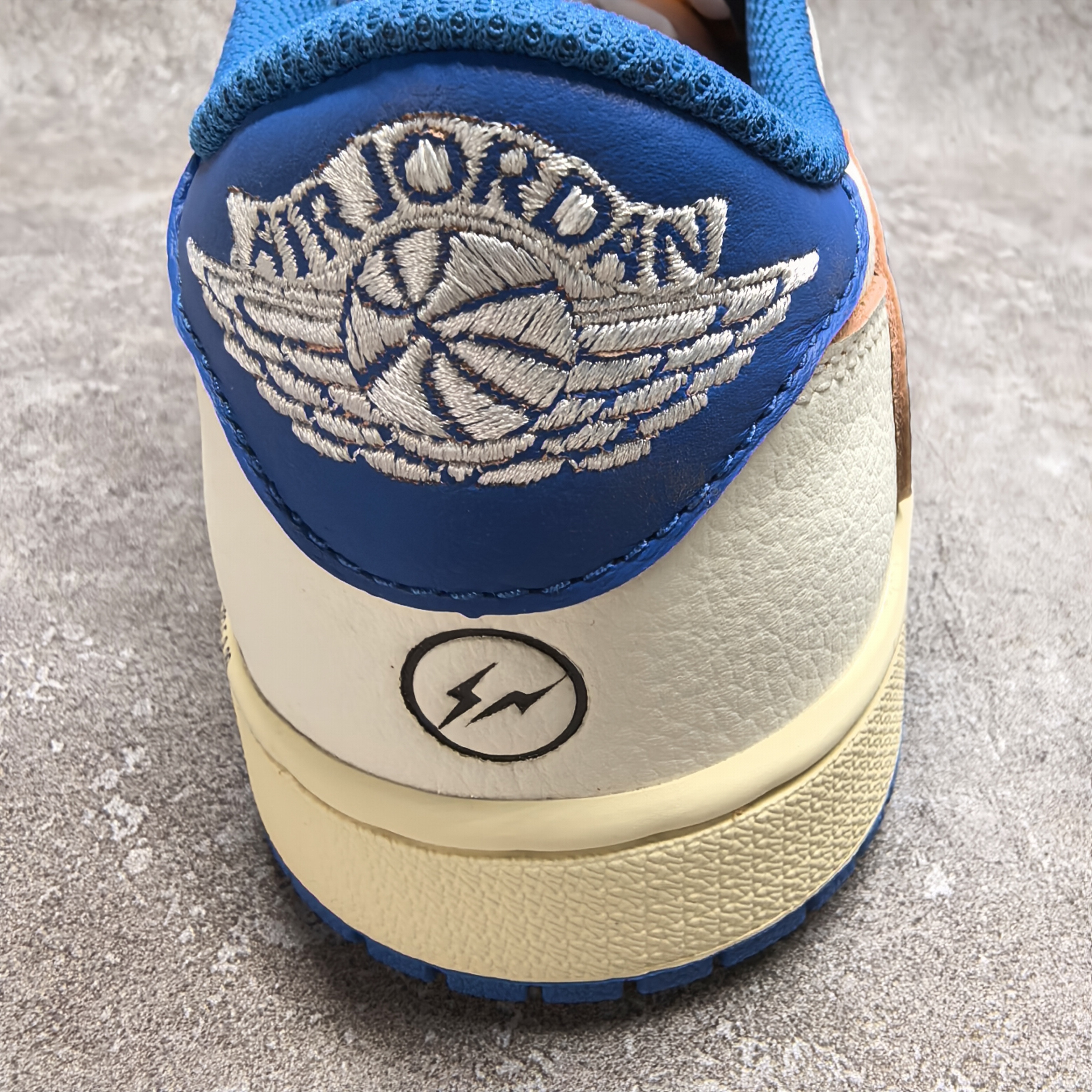 UA Air Jordan 1 Retro Low OG SP Fragment x Travis Scott Sail Military Blue