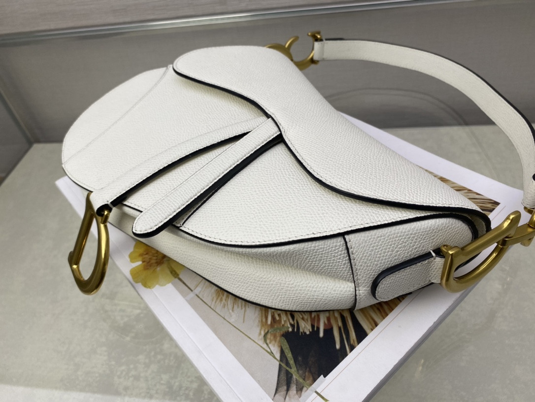 SADDLE BAG WITH STRAP Latte Grained Calfskin 25.5x20x6.5cm