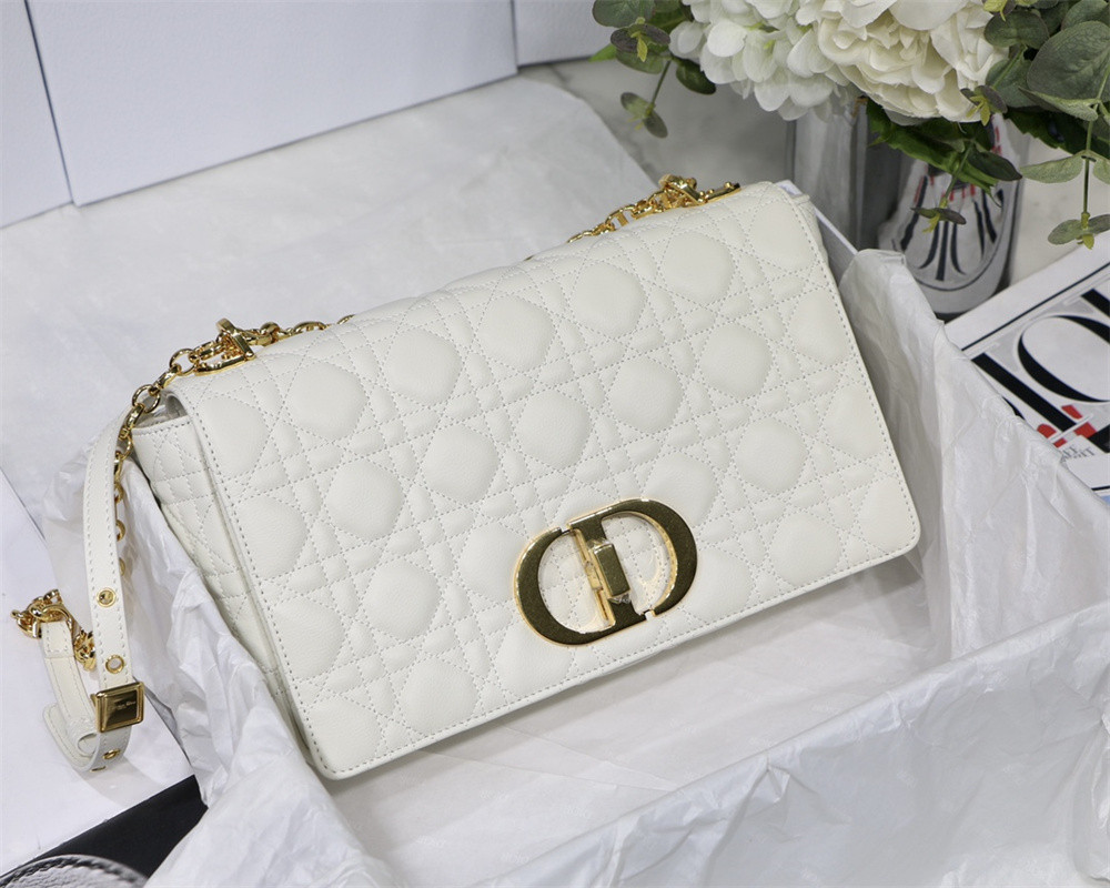 large d*or caro bag ivory S*pple cannage calfskin 29 x 18 x 10 cm