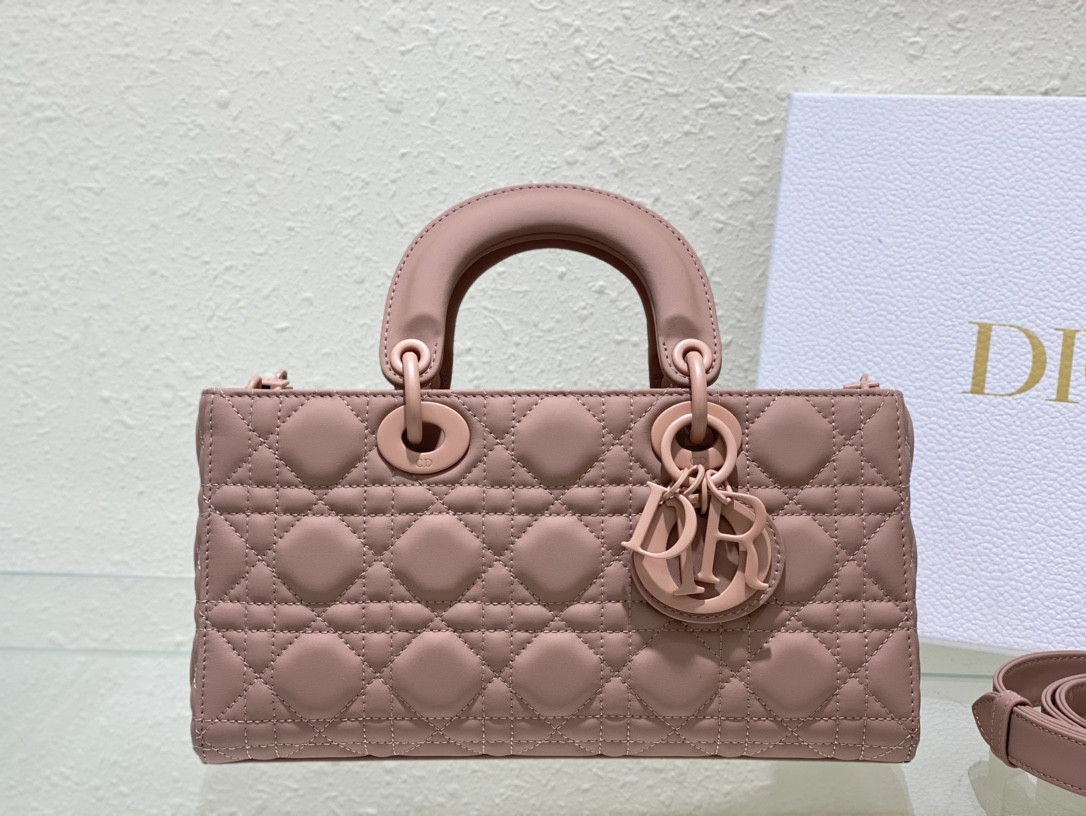 D*or small lady d-joy bag ultramatte pink cannage calfskin